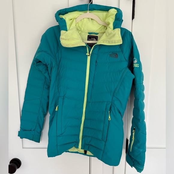 The North Face Steep Series Teal and Neon Yellow Puffer Jacket - Picture 1 of 7